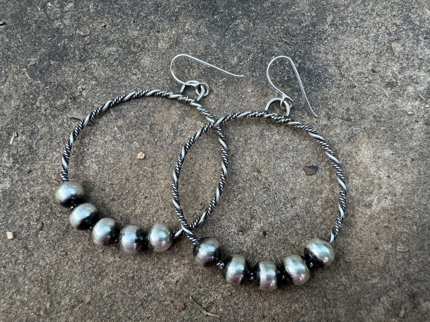 Sterling silver Navajo Pearl Hoop earrings