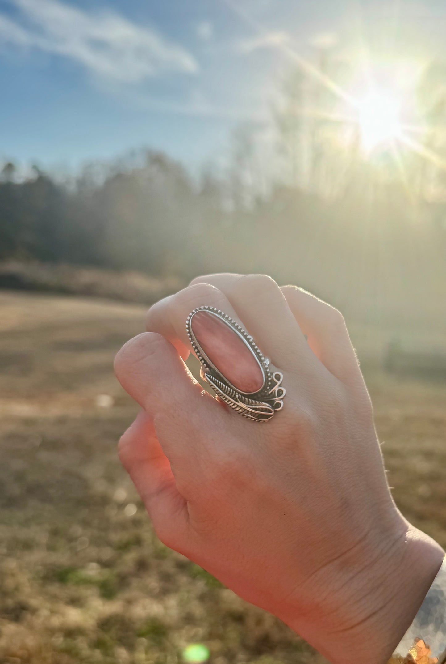 Red Spiny oyster shell ring size 8.25