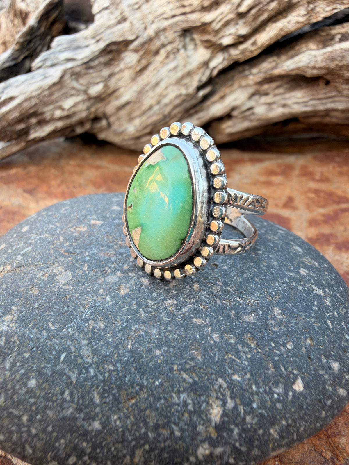 Sonoran Gold Turquoise Sterling Silver Statement Ring | Size 8