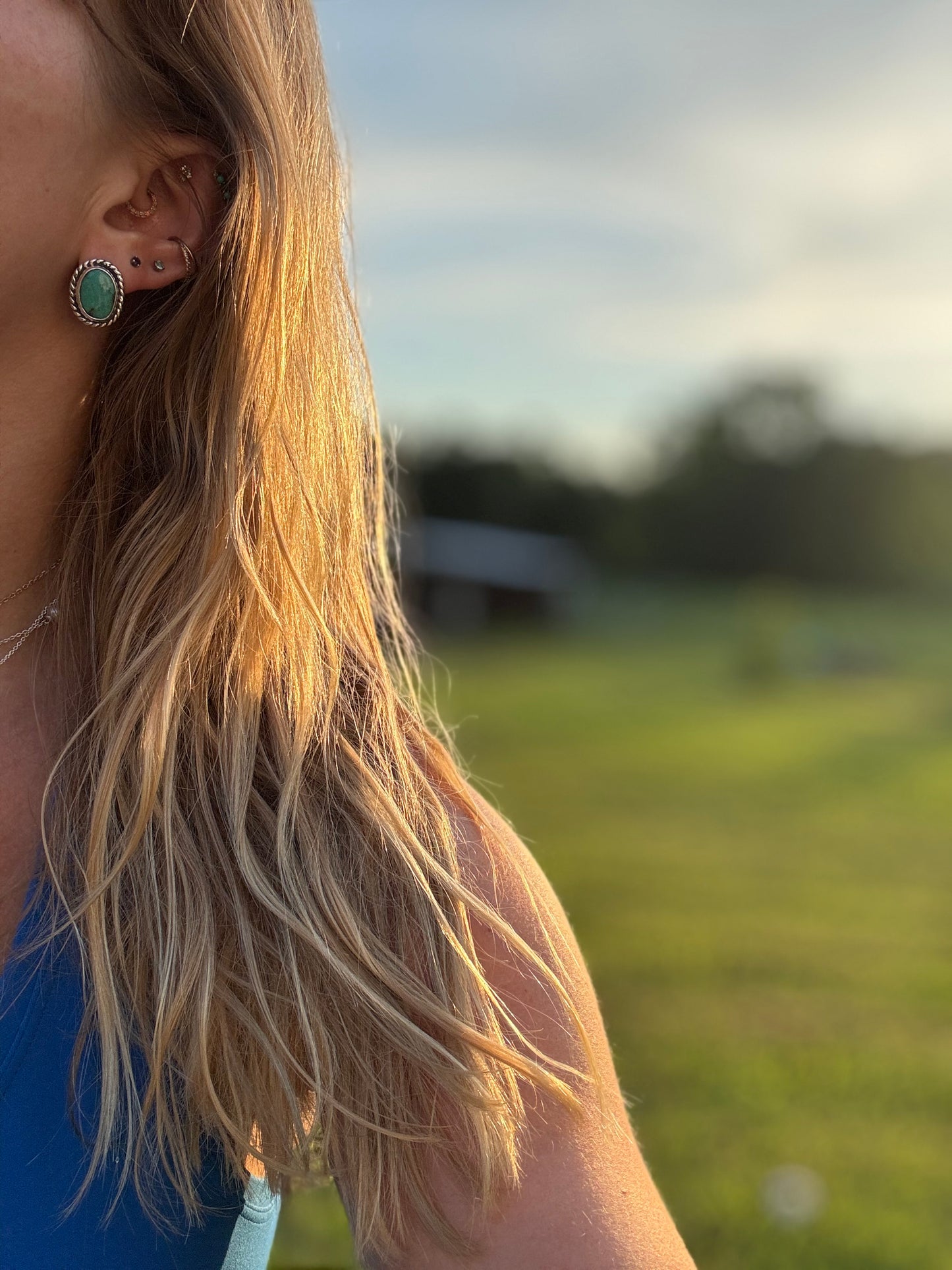 Tyrone turquoise post earrings