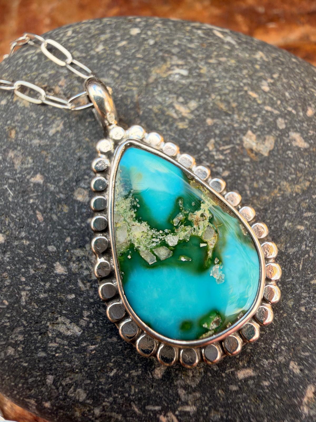 Teardrop Sonoran Gold turquoise Necklace