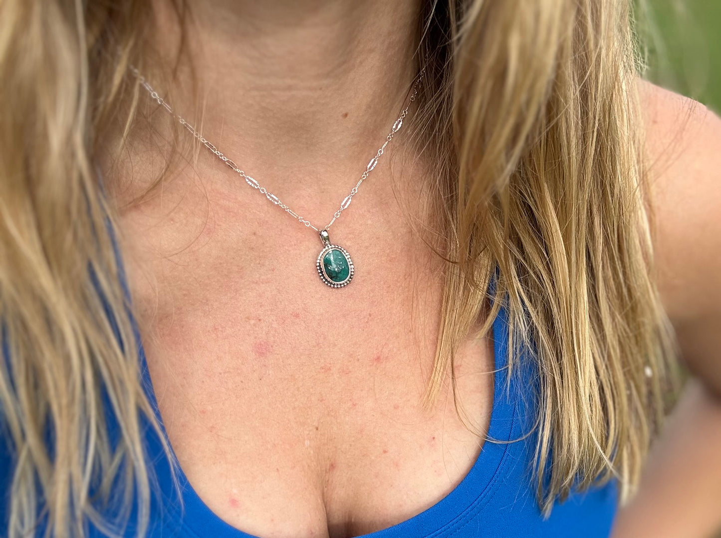 Dainty Pyrite Turquoise Pendant