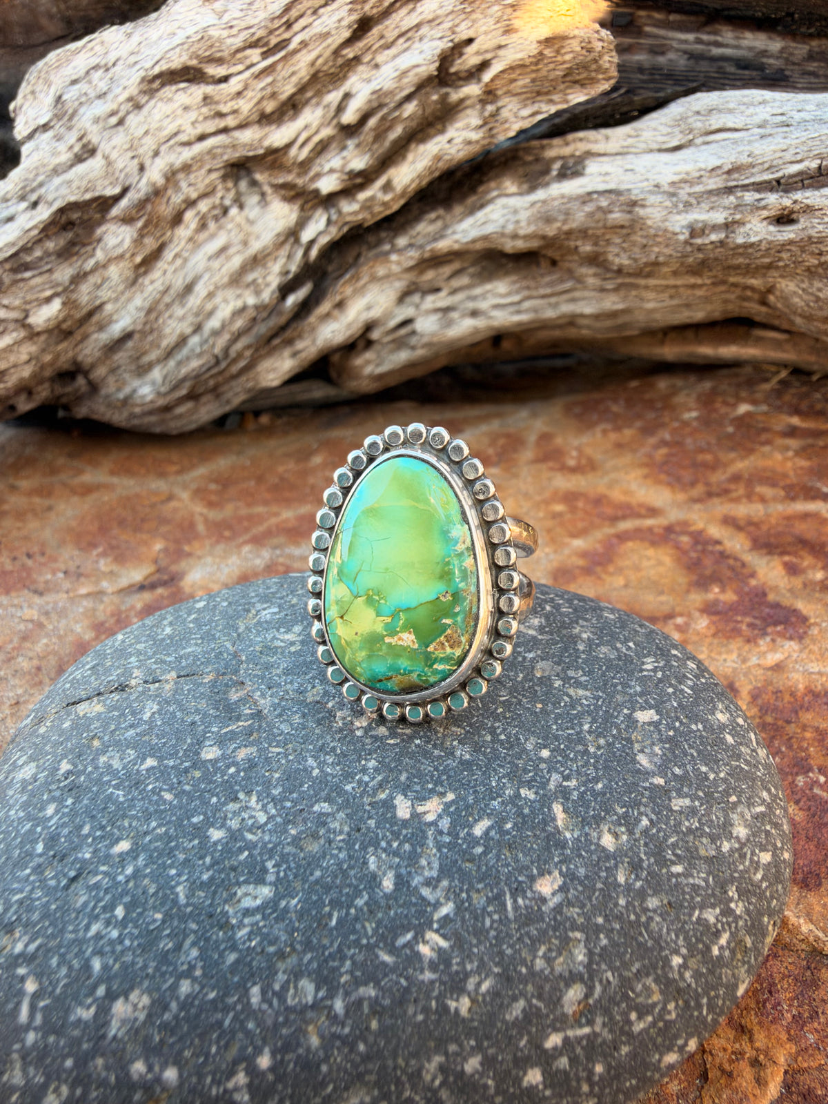 Green Sonoran Gold Statement Ring size 9