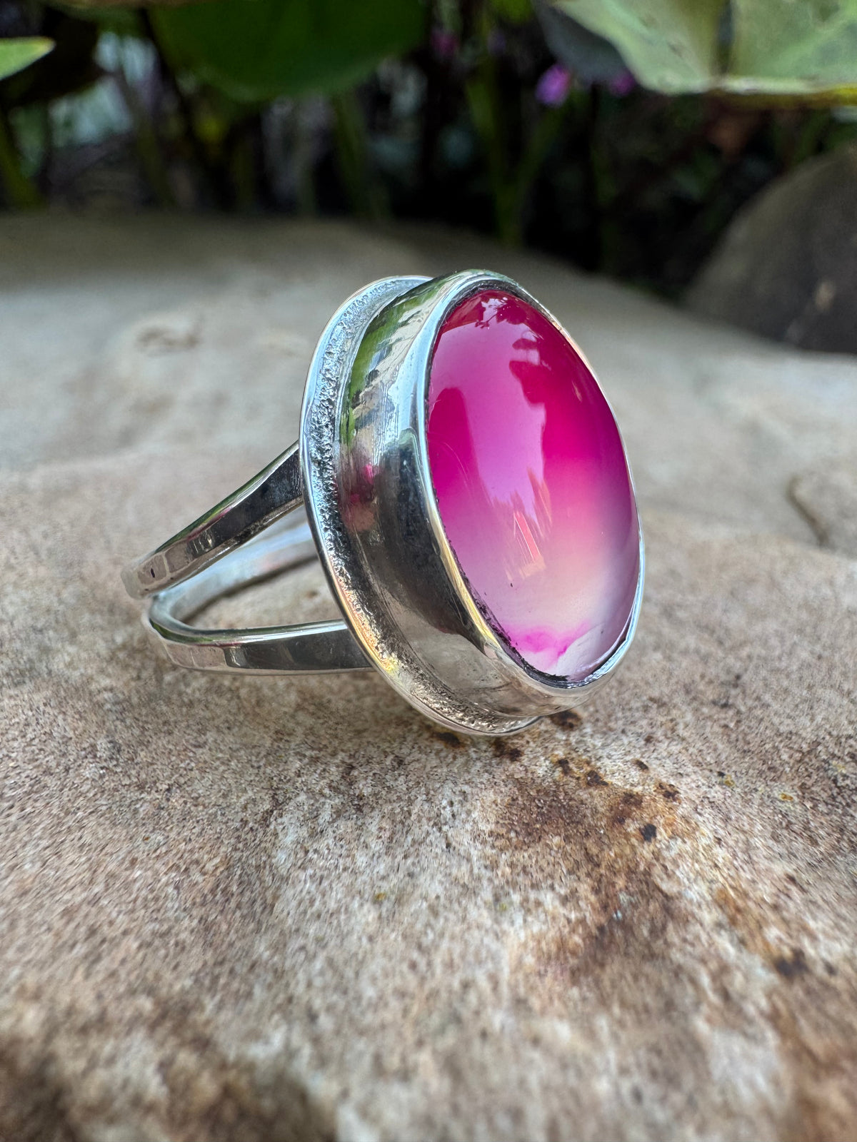 Pink Agate Glow Ring size 9