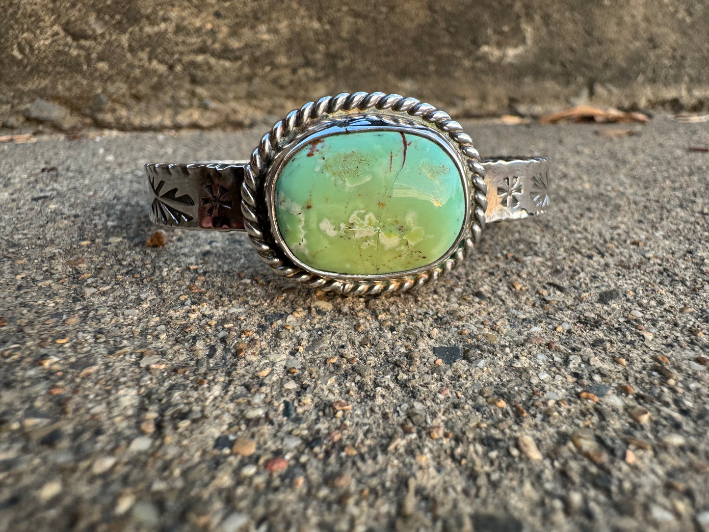 Green Tyrone Turquoise Stamped Cuff Bracelet
