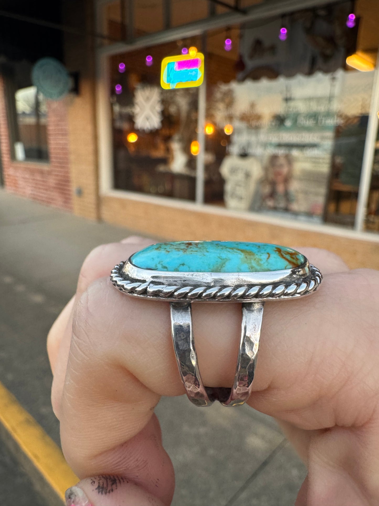 Tyrone Turquoise rope ring size 9