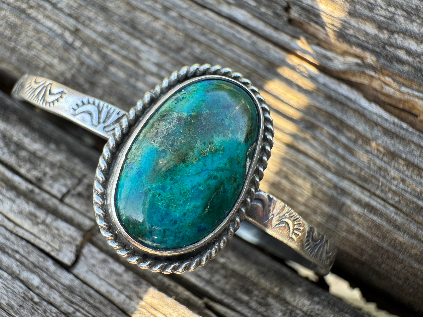Chrysocolla Hand-stamped Cuff