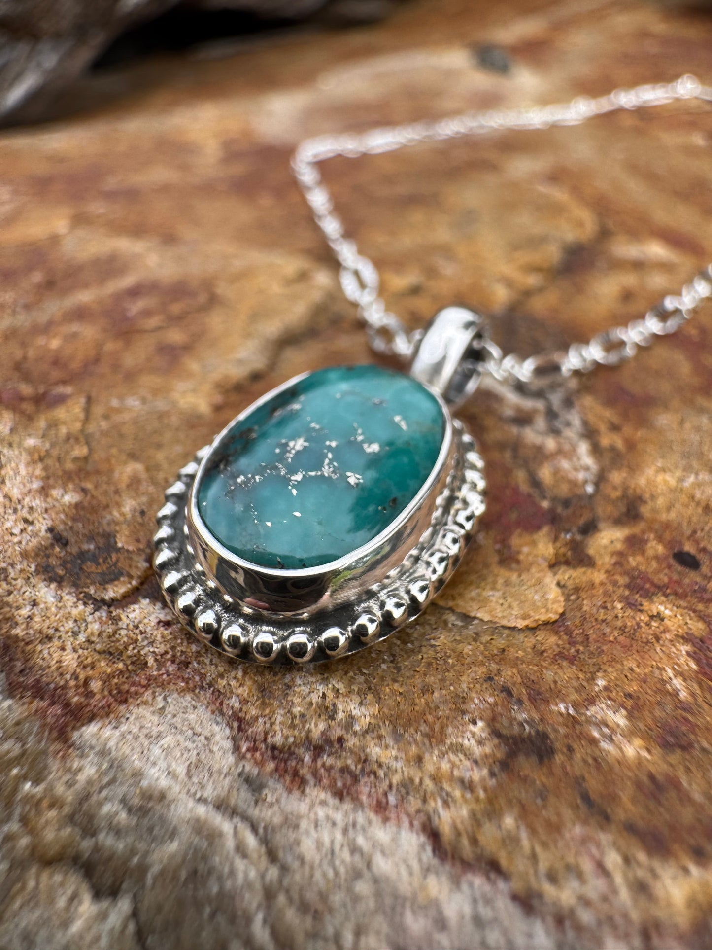 Dainty Pyrite Turquoise Pendant
