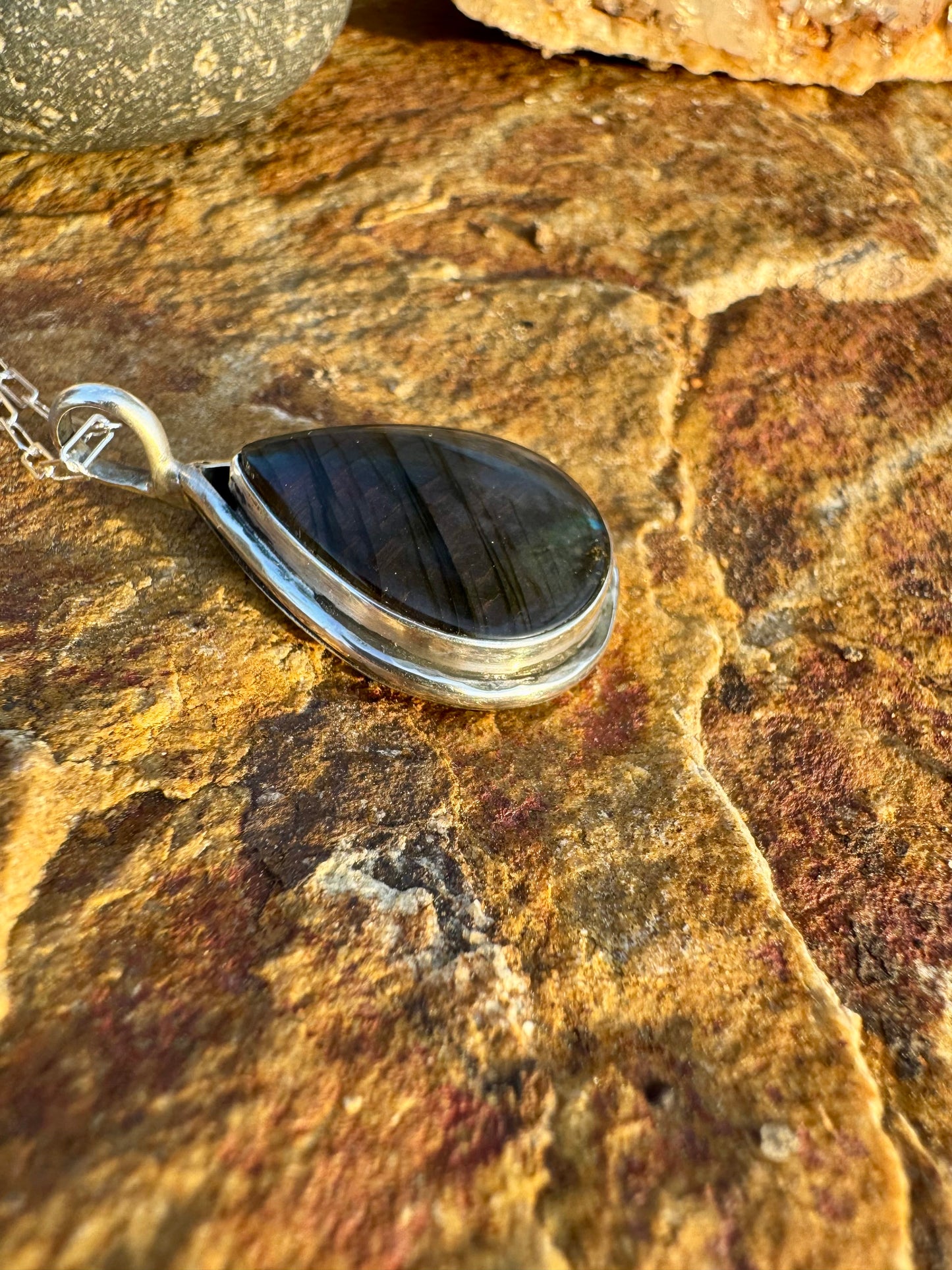Purple Labradorite Teardrop Pendant