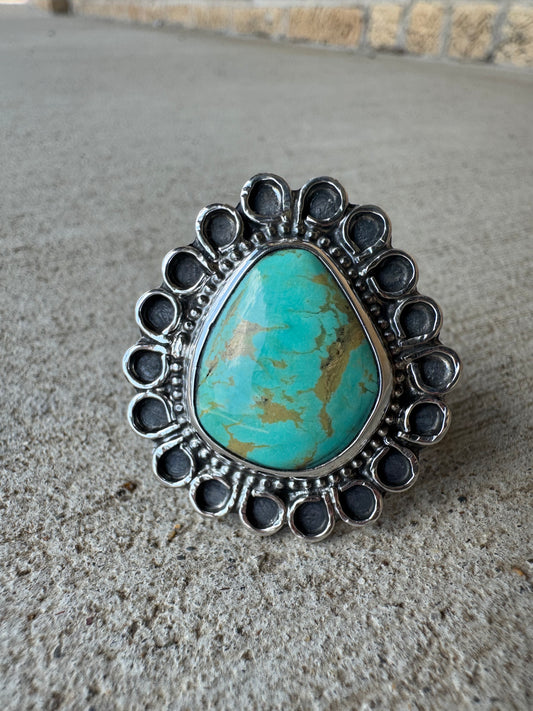 Tyrone Turquoise Flower Ring size 9