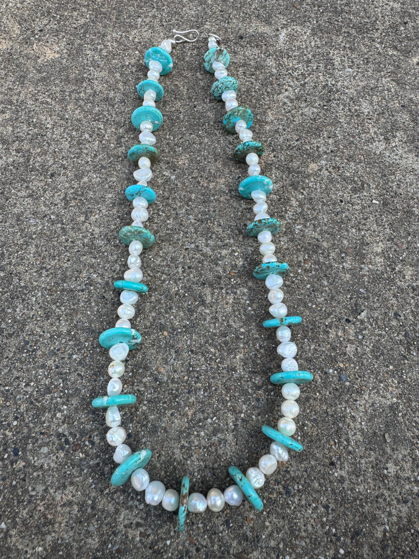 Freshwater Pearl and Turquoise Magnesite beaded necklace