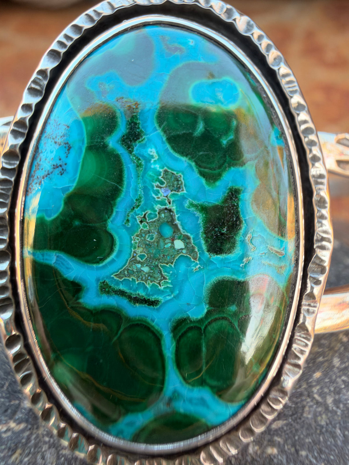 Wild Feather Malachite Chrysocolla Cuff Bracelet