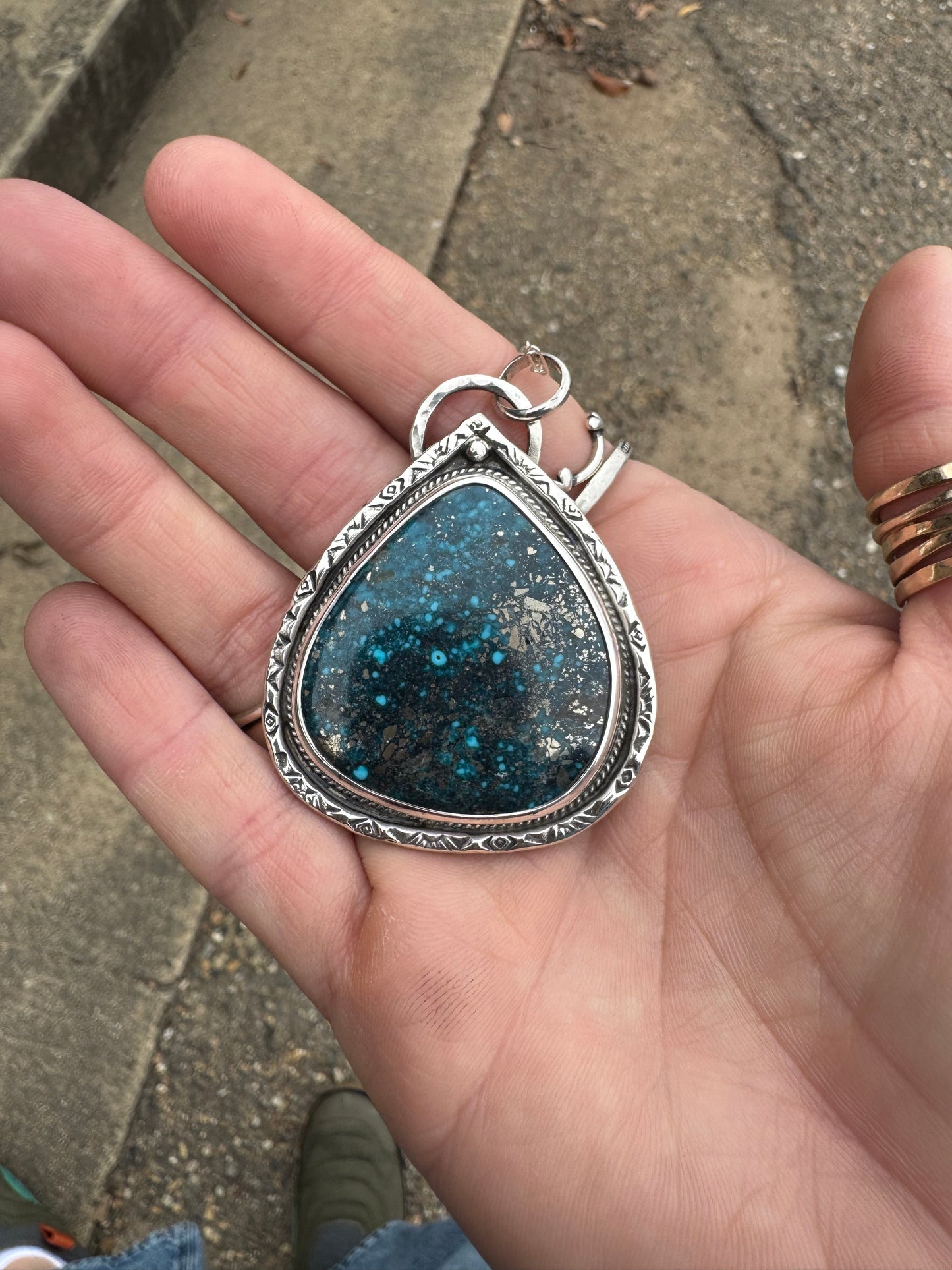 Starry Night Morenci turquoise Statement necklace