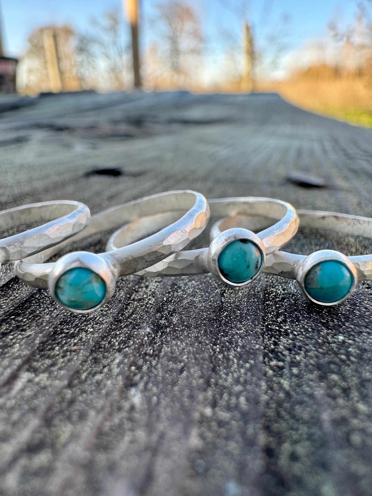 Hammered Stacker turquoise ring