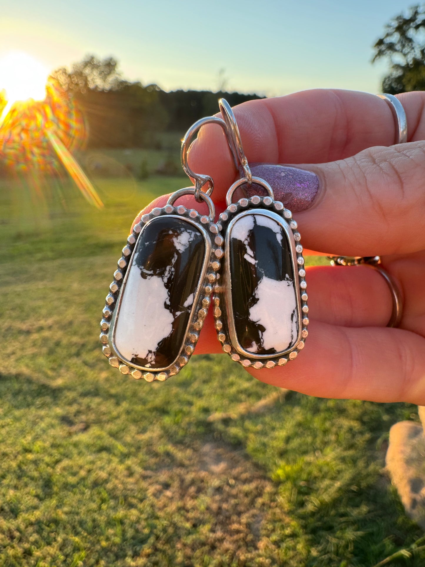 White buffalo turquoise earrings