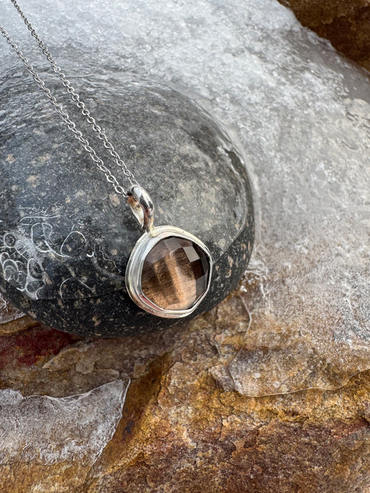 Smoky Quartz Dainty Diagonal Pendant