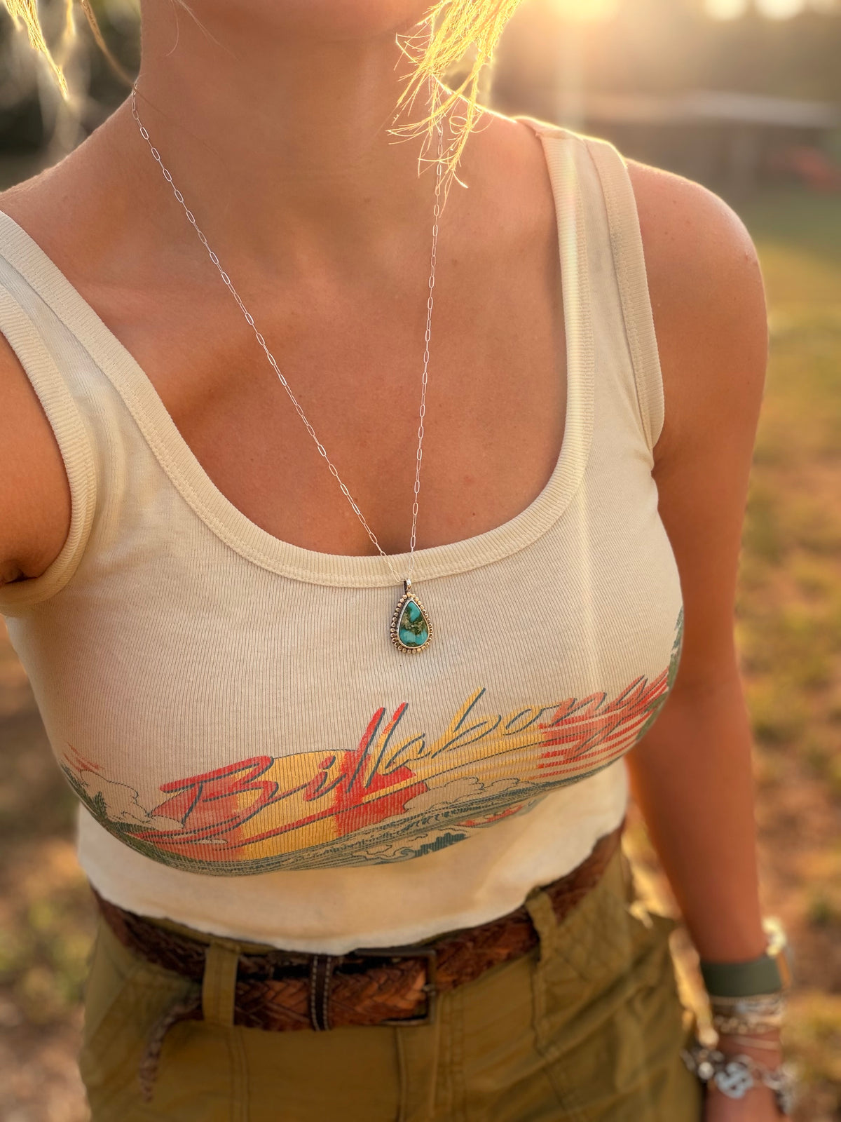 Teardrop Sonoran Gold turquoise Necklace