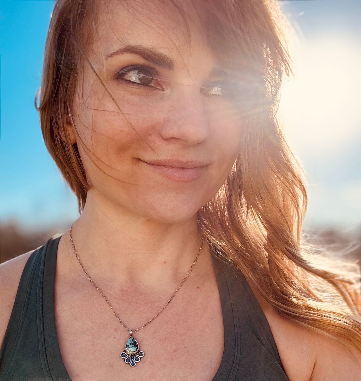 Dainty Tear Drop Turquoise Necklace