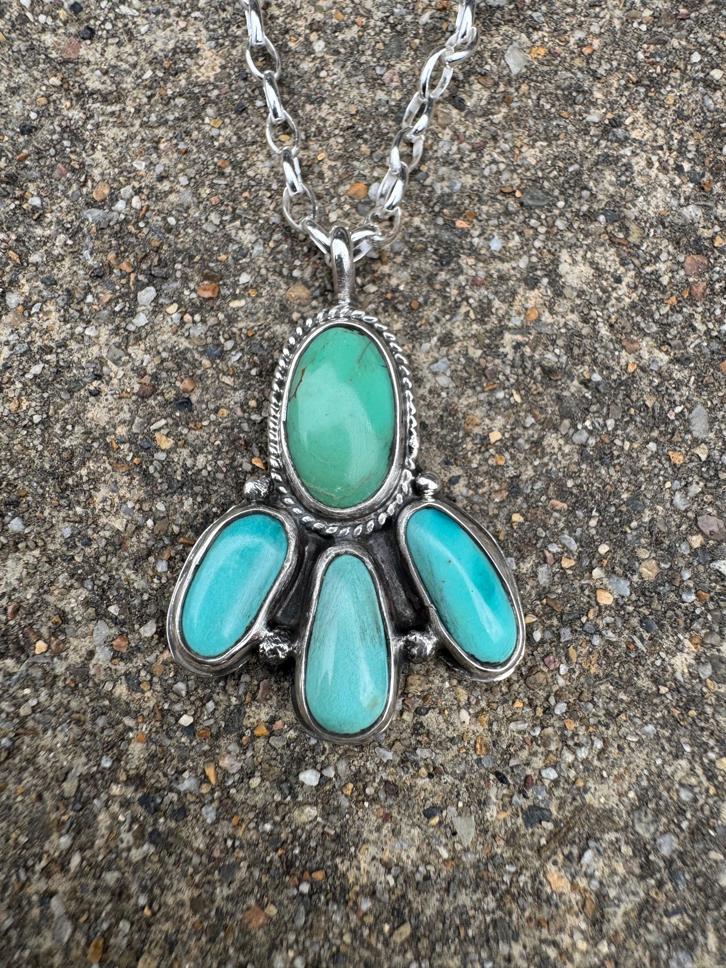 Dainty turquoise cluster necklace