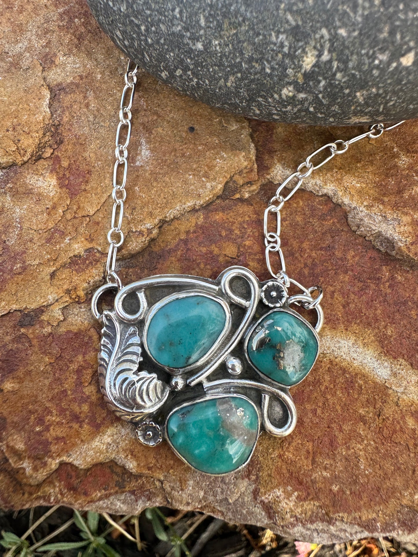 Campitos turquoise feather station necklace