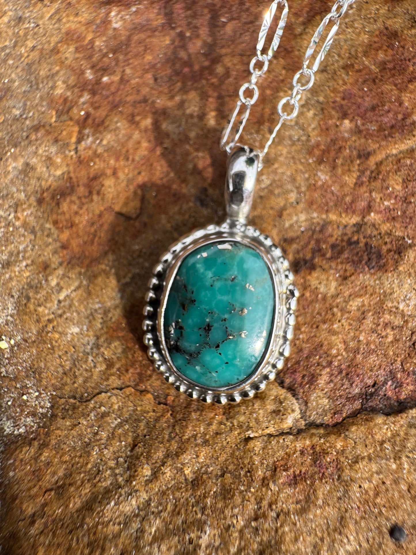 Dainty Pyrite Turquoise Pendant