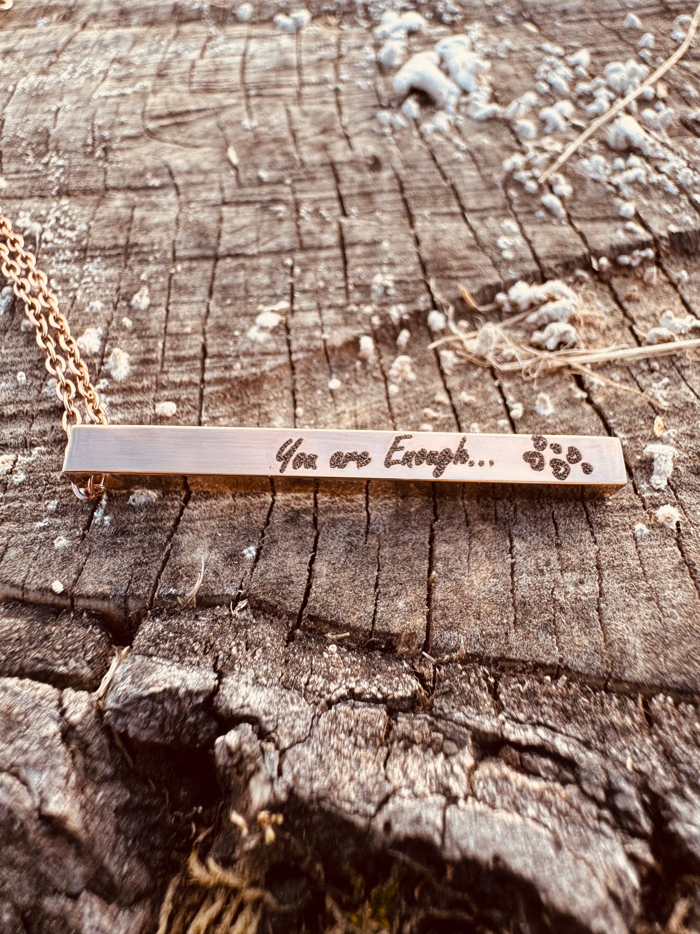 “You are Enough” Rose Gold Stainless Steel Bar Necklace