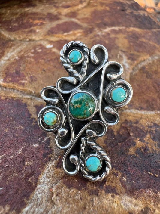 Filigree Turquoise Statement ring size 6