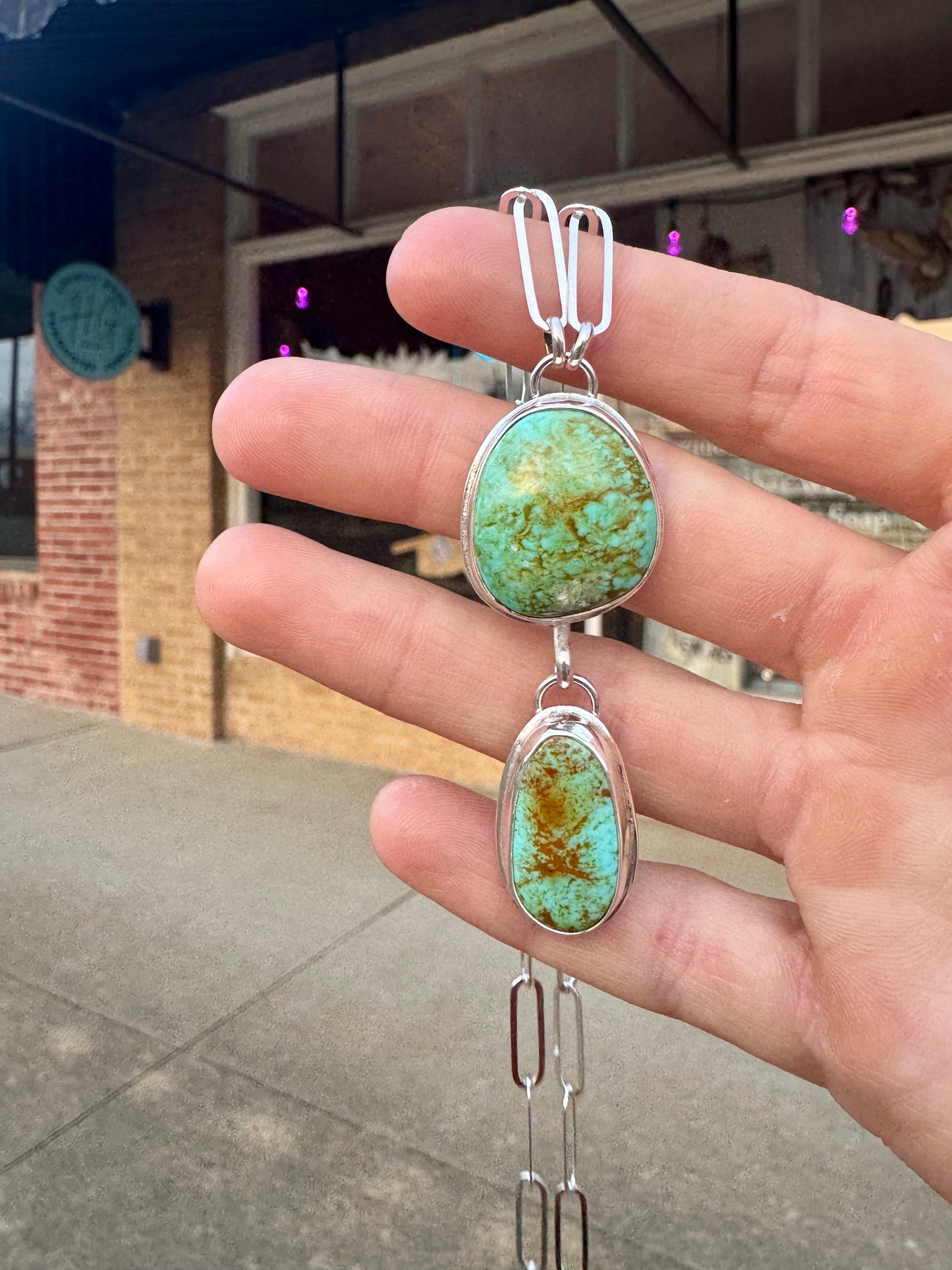 Turquoise Paperclip Chain Necklace