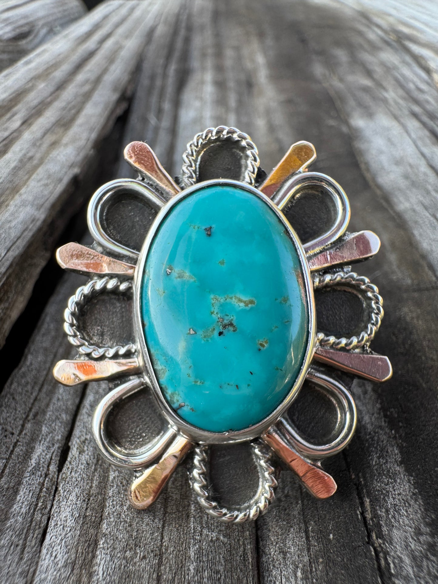 Turquoise sunburst ring size 7