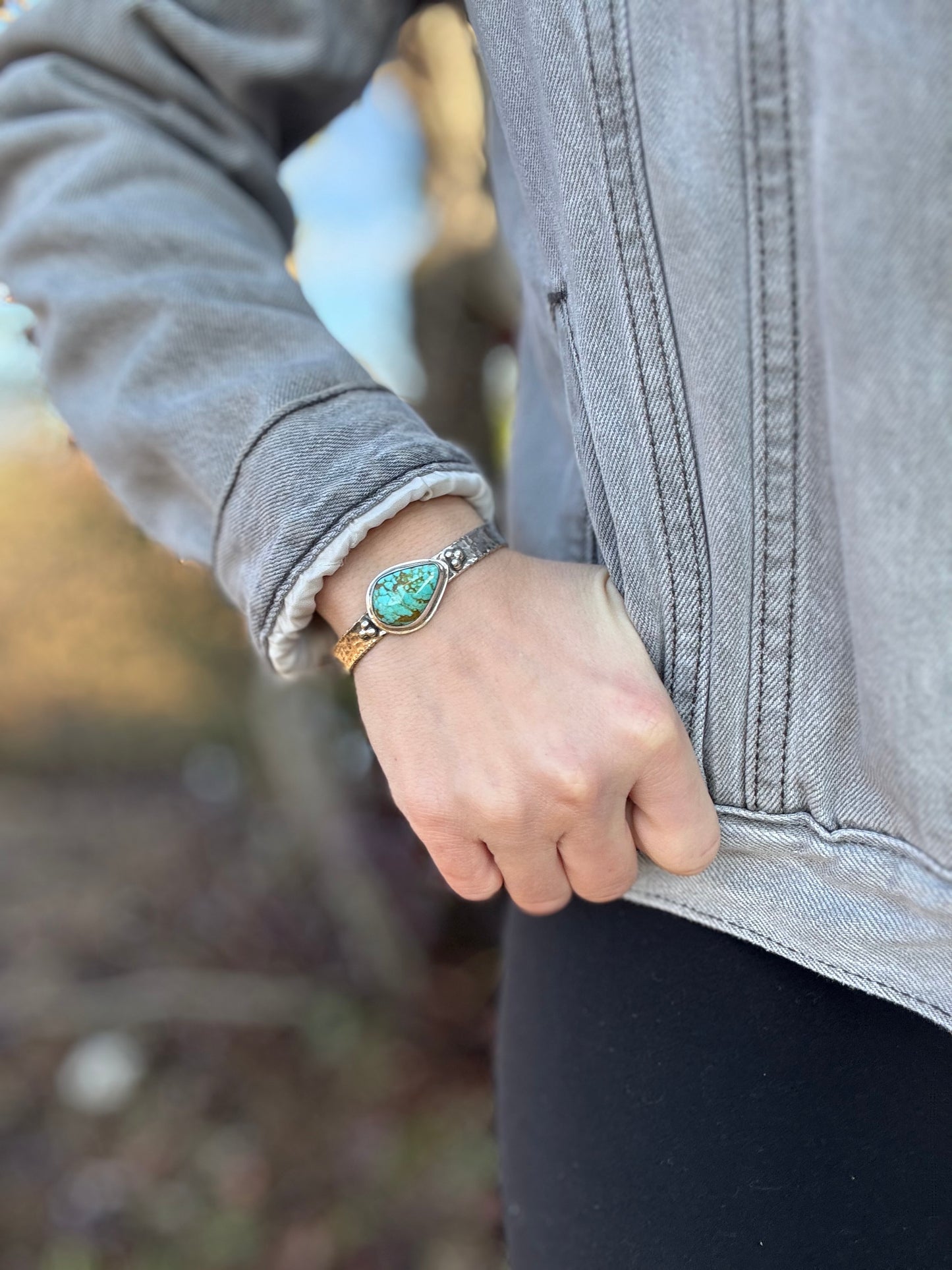 Tyrone turquoise hammered cuff