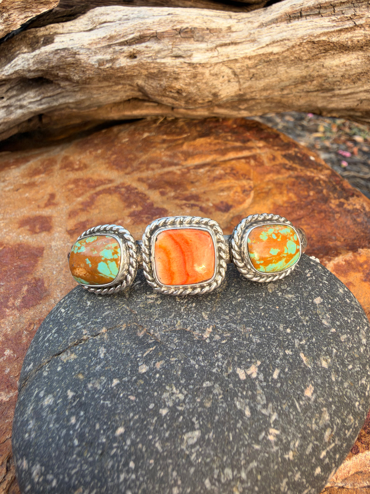 Tyrone turquoise and Spiny Oyster Cuff Bracelet
