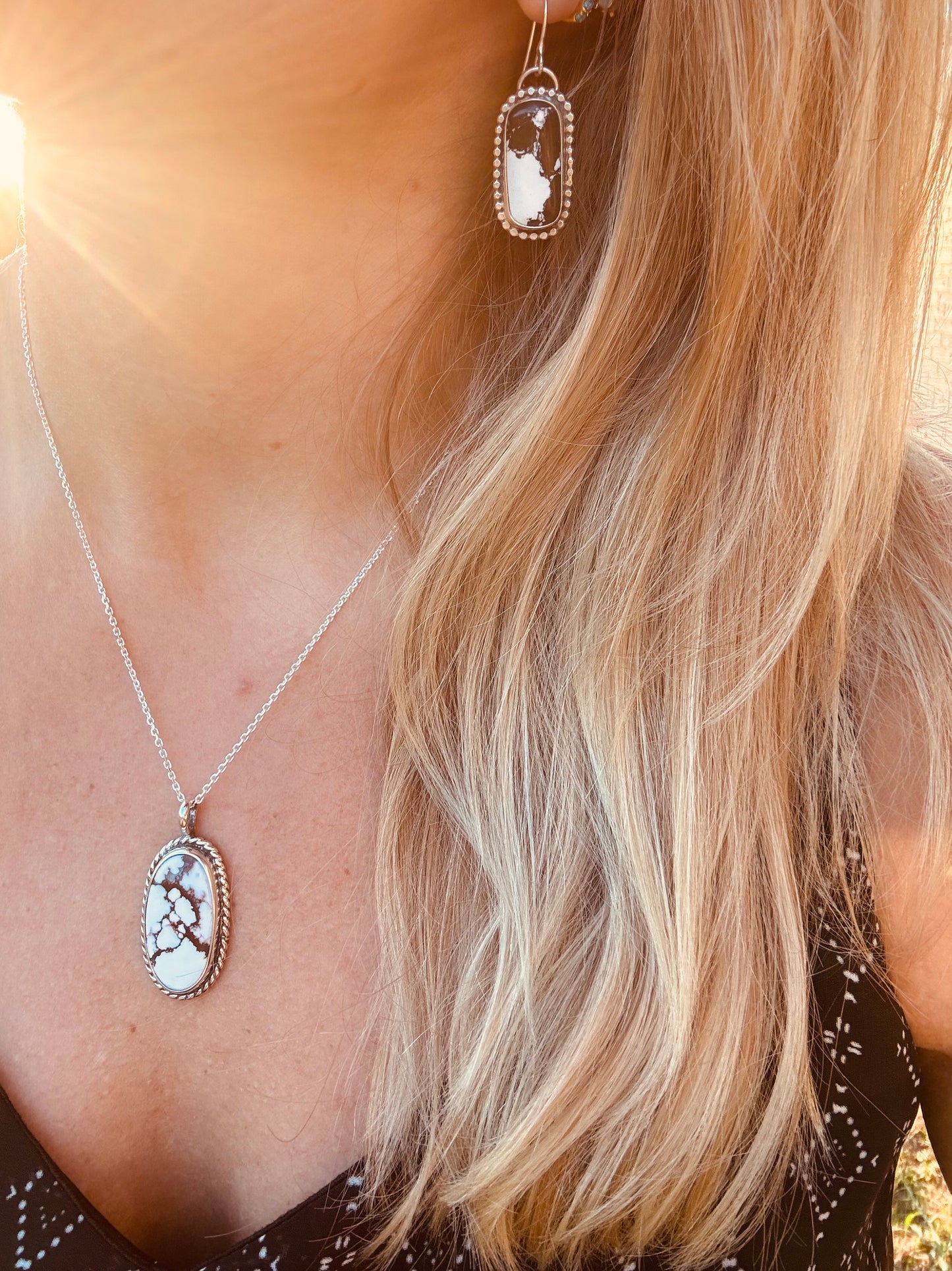 White buffalo turquoise earrings