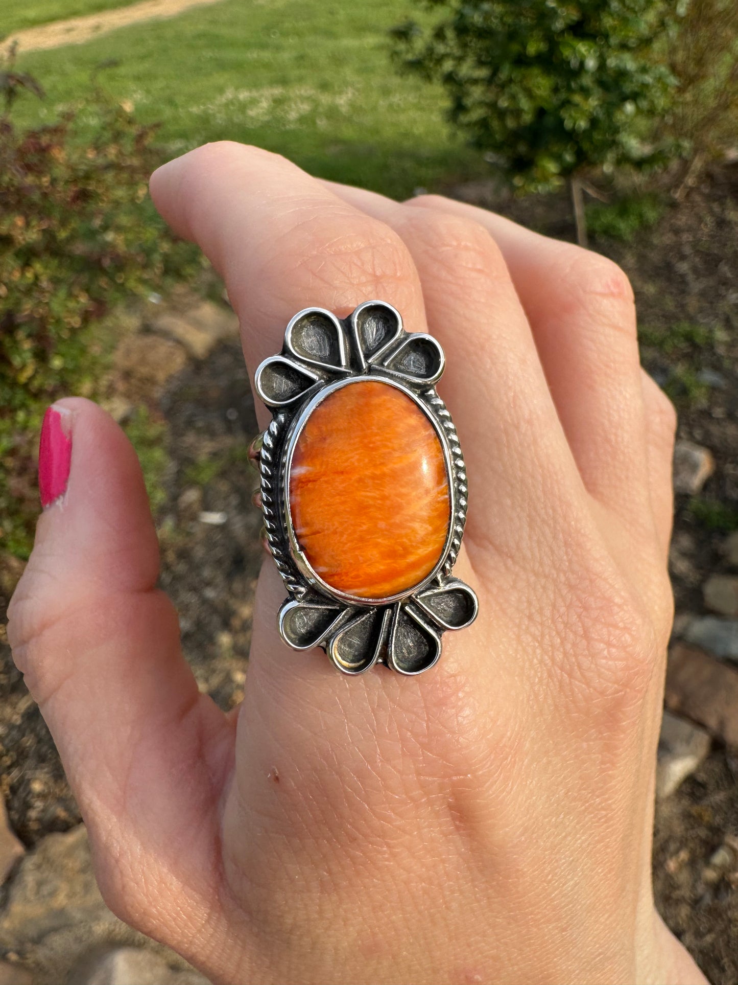 Spiny oyster Filigree Ring size 7.5