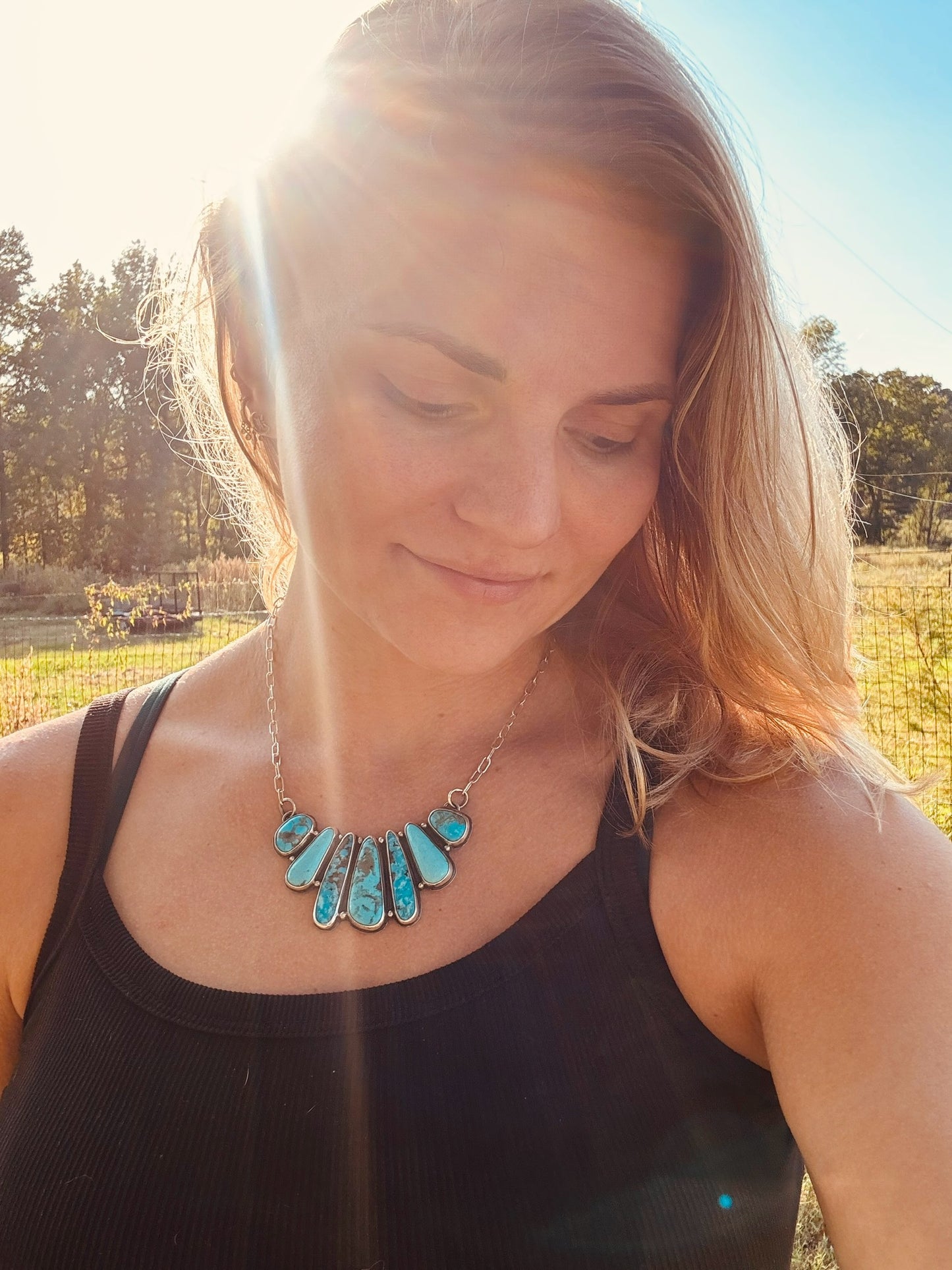 Huge turquoise bib necklace