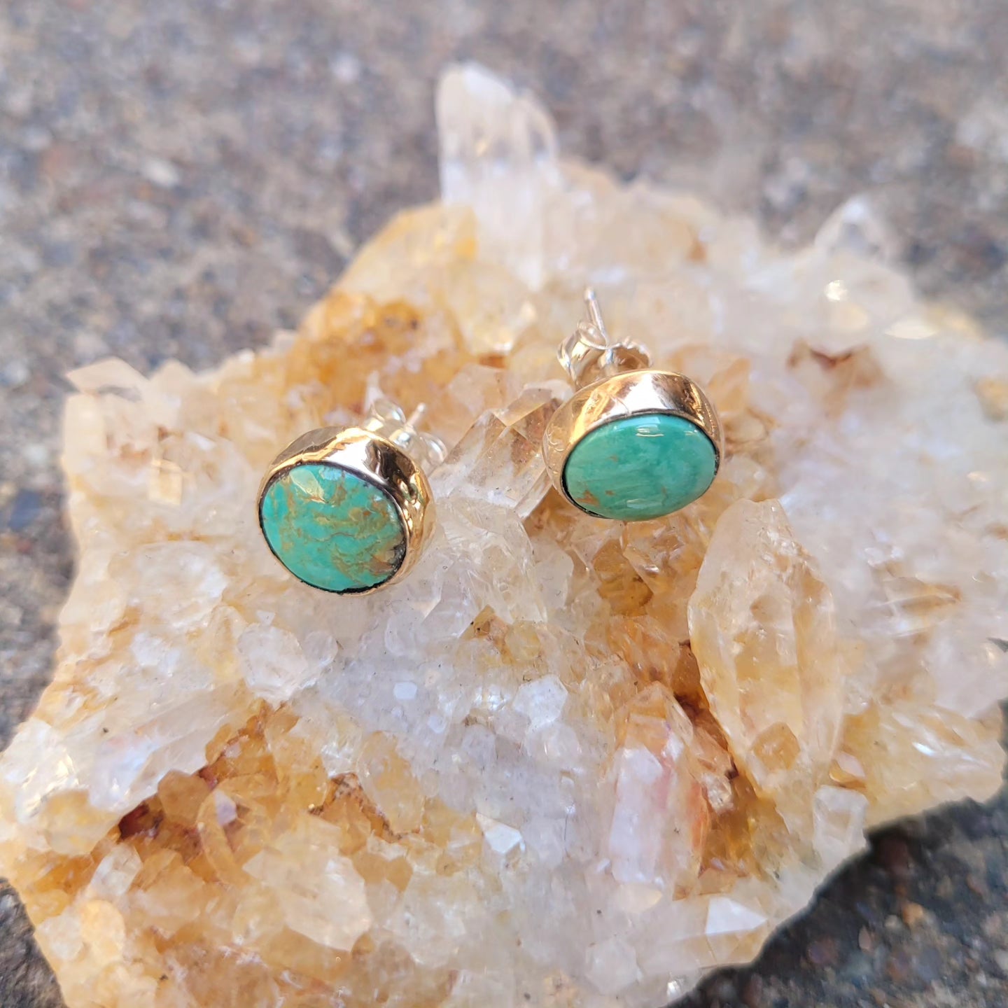 14k Gold and silver Turquoise earrings