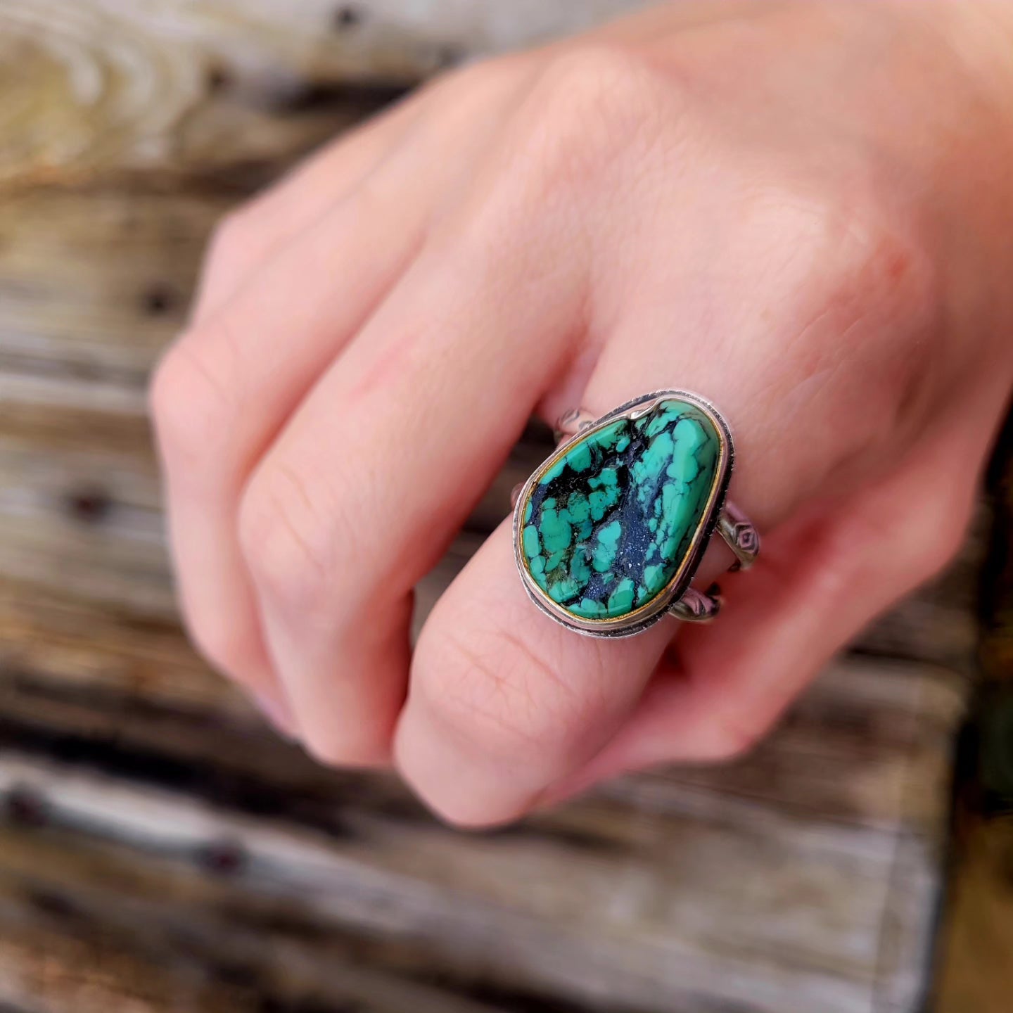 Kingman turquoise nugget ring size 8