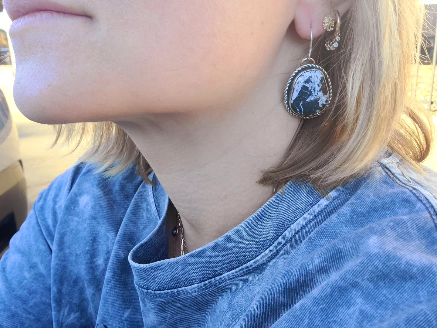 White buffalo turquoise earrings