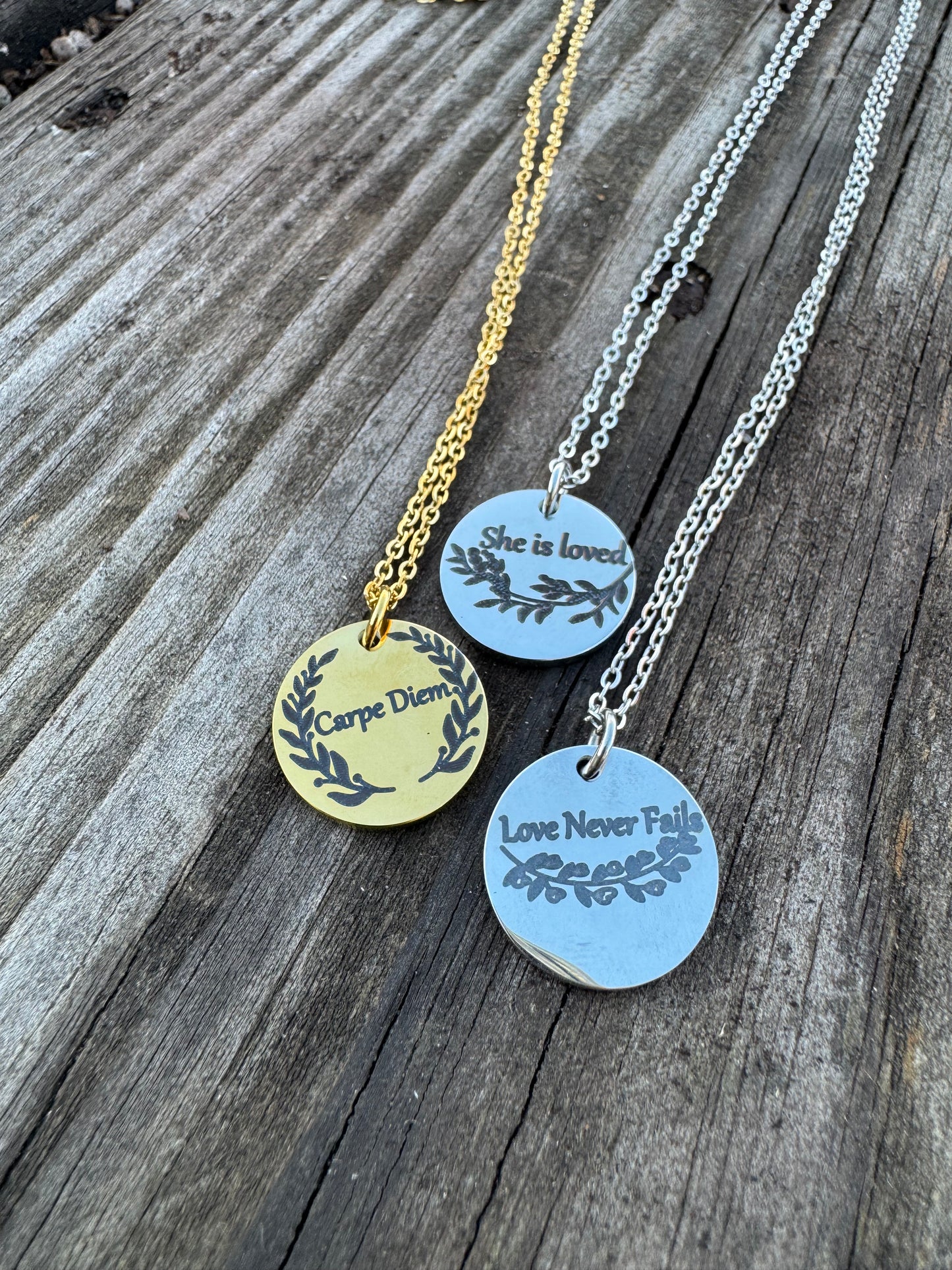 Carpe Diem Gold Stainless Steel Necklace