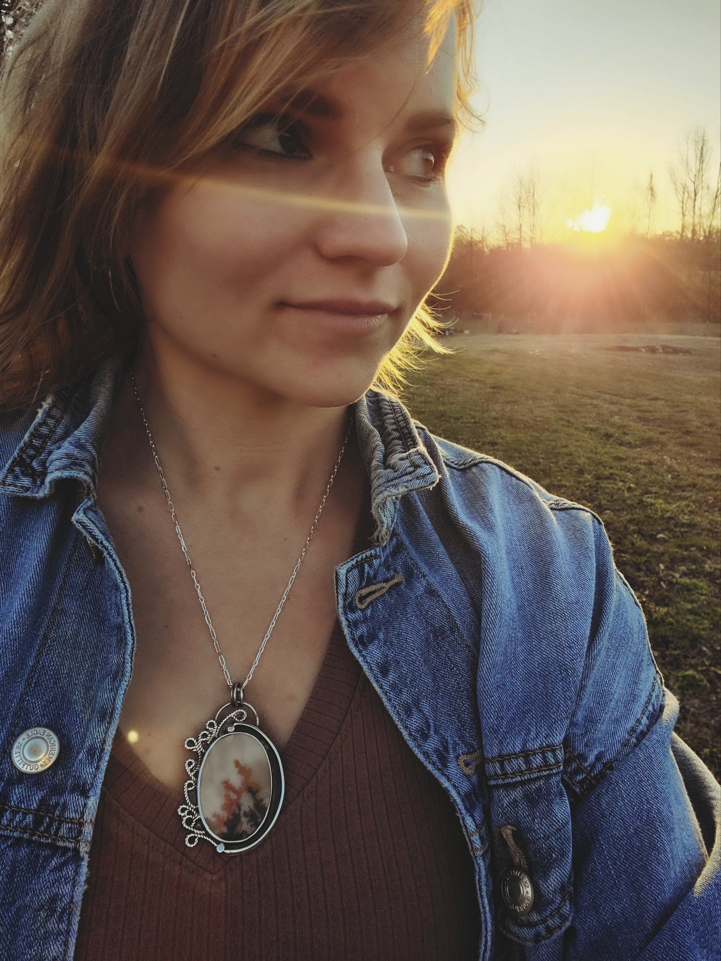 Dendritic Agate Whimsical Pendant