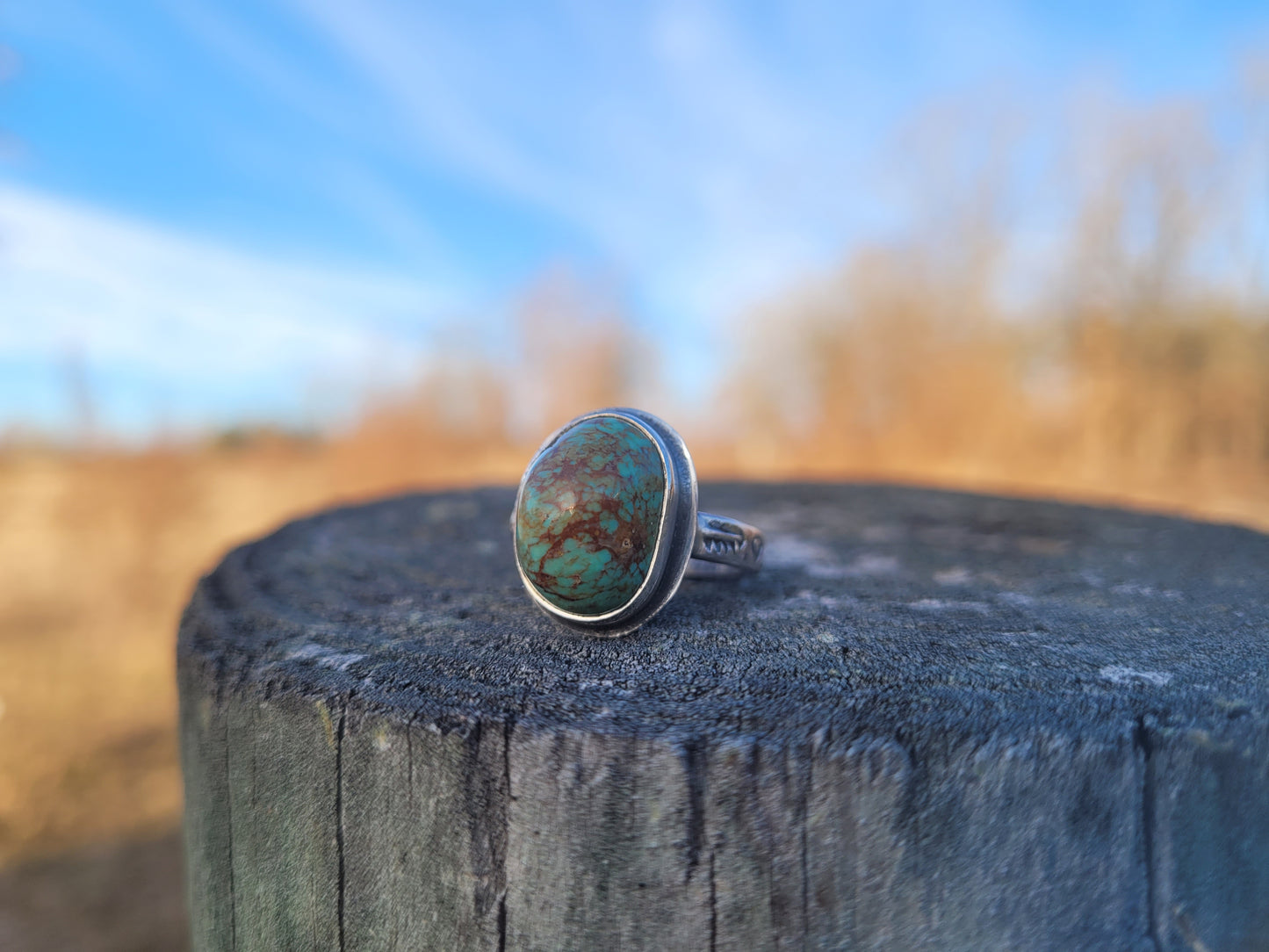 Green turquoise ring size 7.5