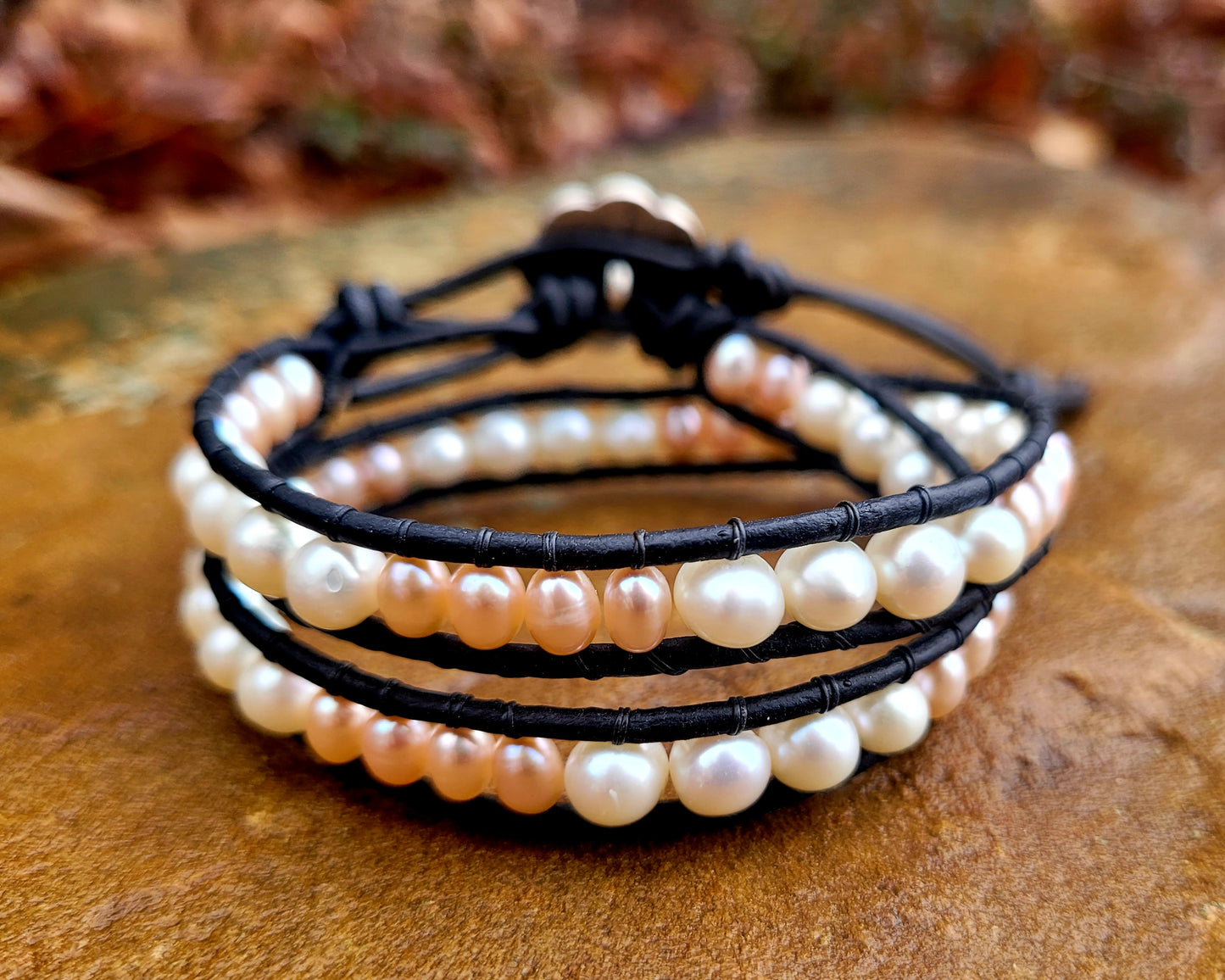 Freshwater Pearl Leather Wrap Bracelet