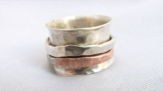 Sterling Silver Spinner Band with Copper Ring