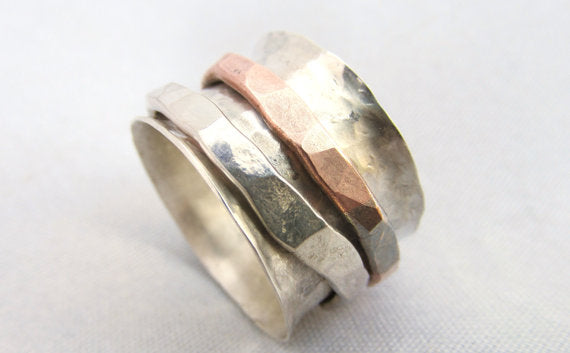 Sterling Silver Spinner Band with Copper Ring